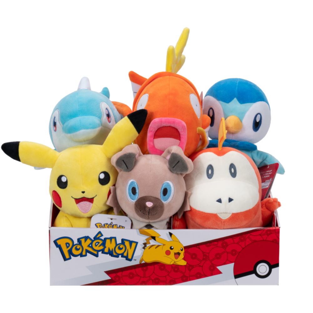 8" Pokemon Plush - Pikachu, Magikarp, Fuecoco, Rockruff, Finizen and Piplup
