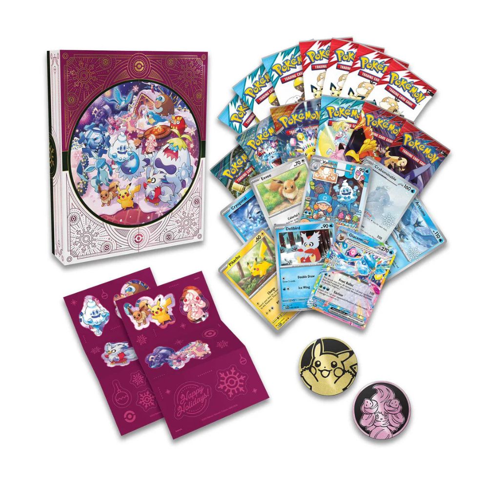 Pokemon TCG: Holiday Calendar 2025 Contents: Stamped Promos, Booster Packs, Fun Packs, Coins and Stickers