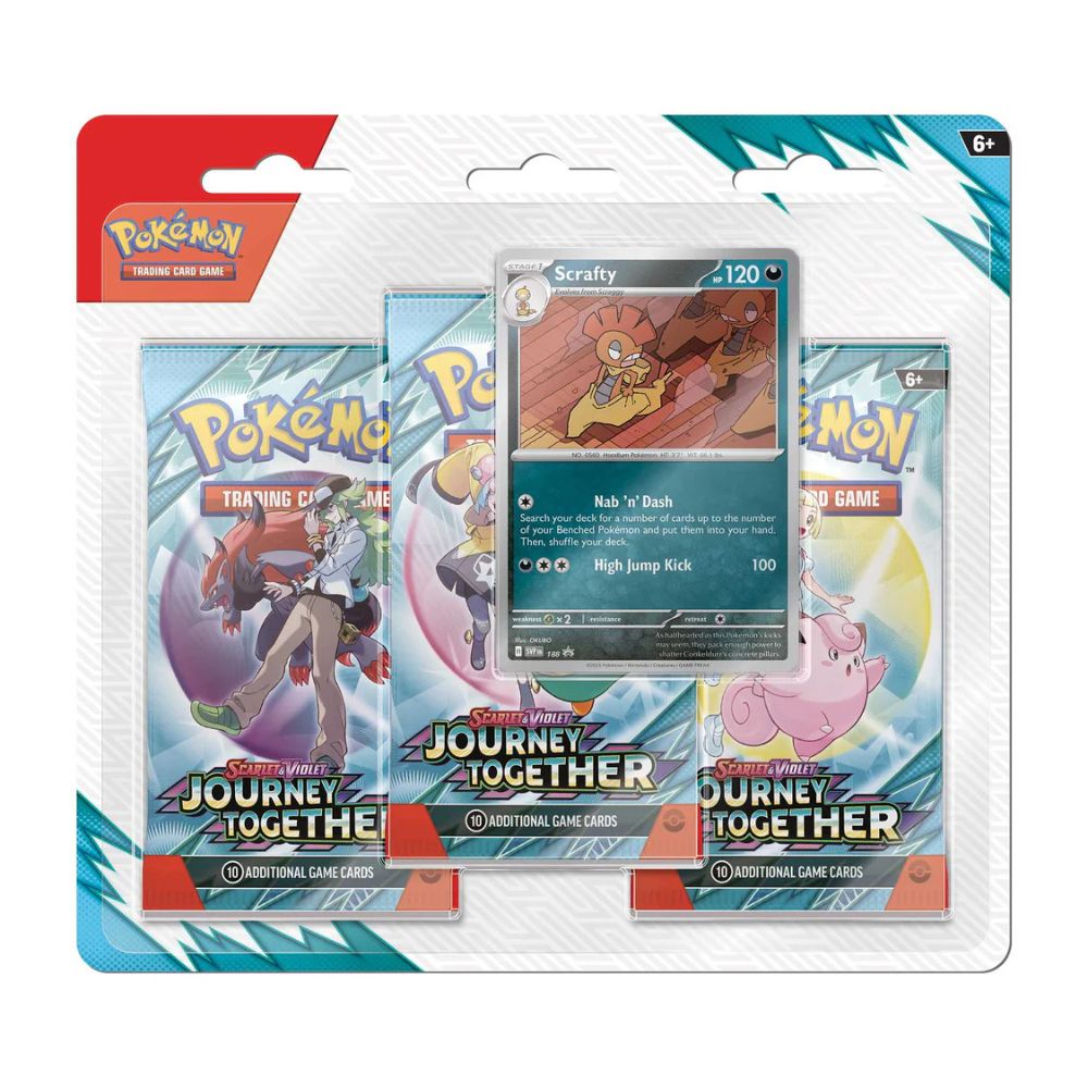 Pokemon TCG: Scarlet and Violet 9 Journey Together 3 Pack Blister Scrafty Promo Card