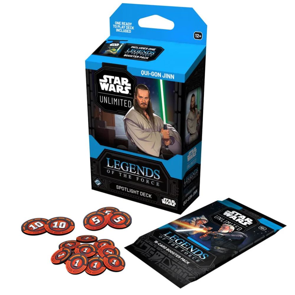 Star Wars: Unlimited - Legends Of The Force - Spotlight Deck - Qui-Gon Jinn Deck Contents: Pre-built deck, Damage counters, Booster pack