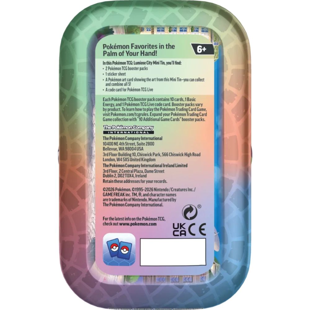 Pokemon TCG: Lumiose City Mini Tin Back of tin
