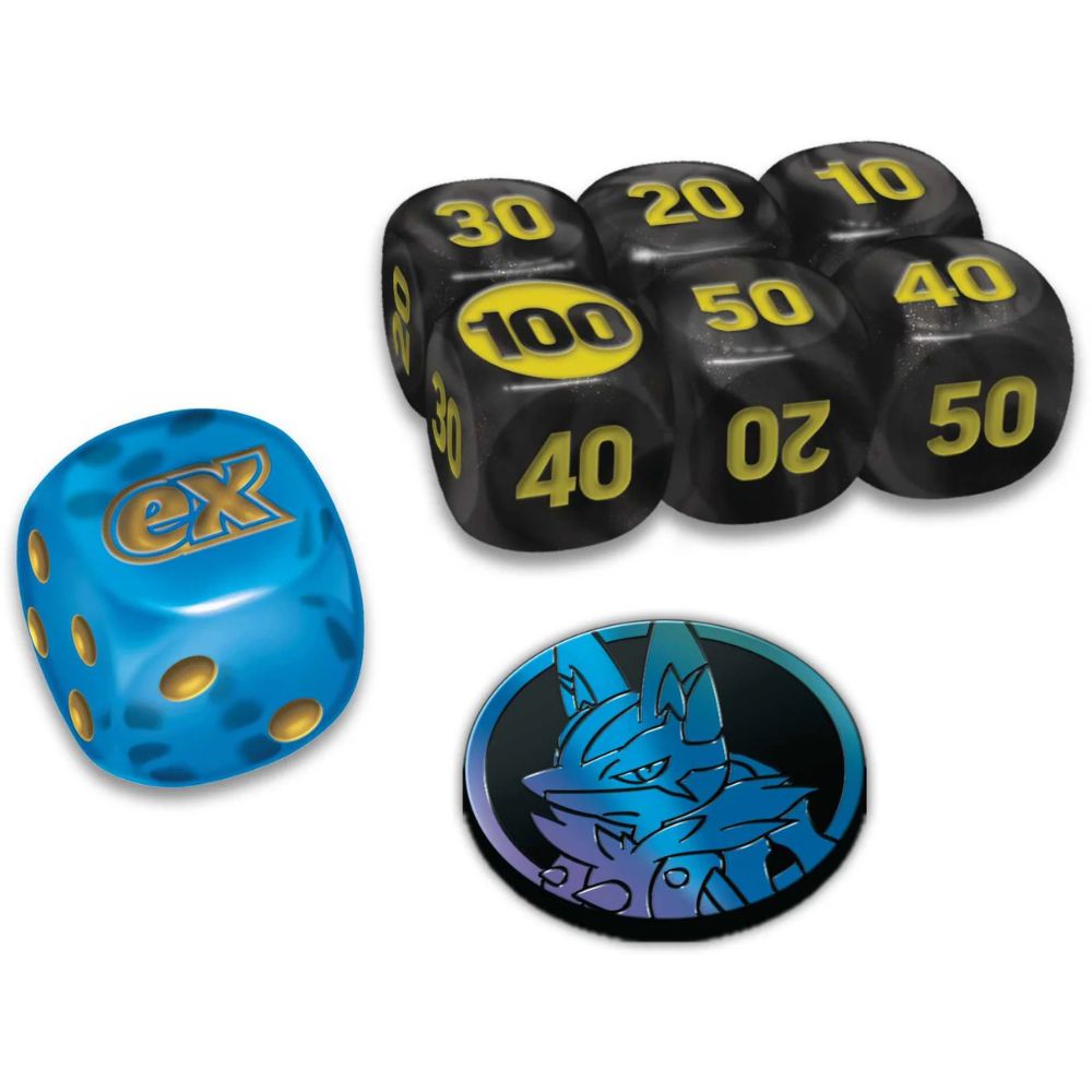 Pokemon TCG: Mega Evolution Elite Trainer Box - Lucario Contents: Damage counters and Coin