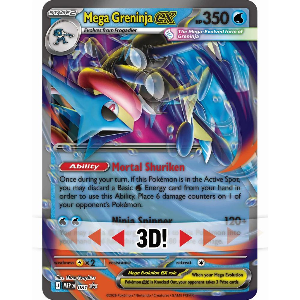 Pokemon TCG: Mega Greninja ex Premium Collection Promo and Lenticular card featuring Mega Greninja Ex
