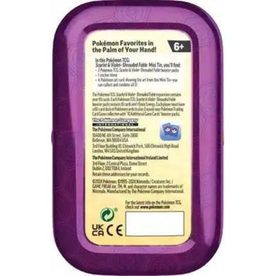 Pokemon TCG: Scarlet and Violet 6.5 Shrouded Fable Back of Mini Tin