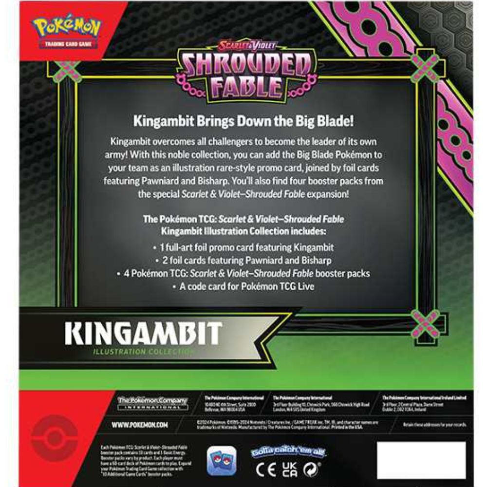 Pokemon TCG: Scarlet and Violet 6.5 Shrouded Fable Kingambit Illustration Rare Collection Back of Box
