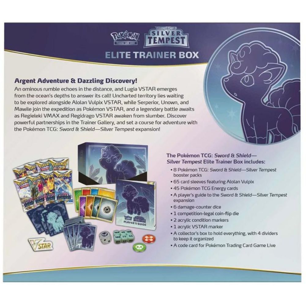 Pokémon TCG: Silver Tempest Elite Trainer Box Back