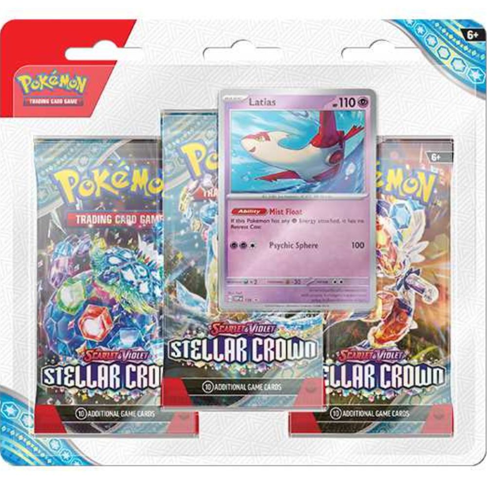 Pokemon TCG: Scarlet and Violet 7 Stellar Crown 3 pack Blister Latias Promo Cards