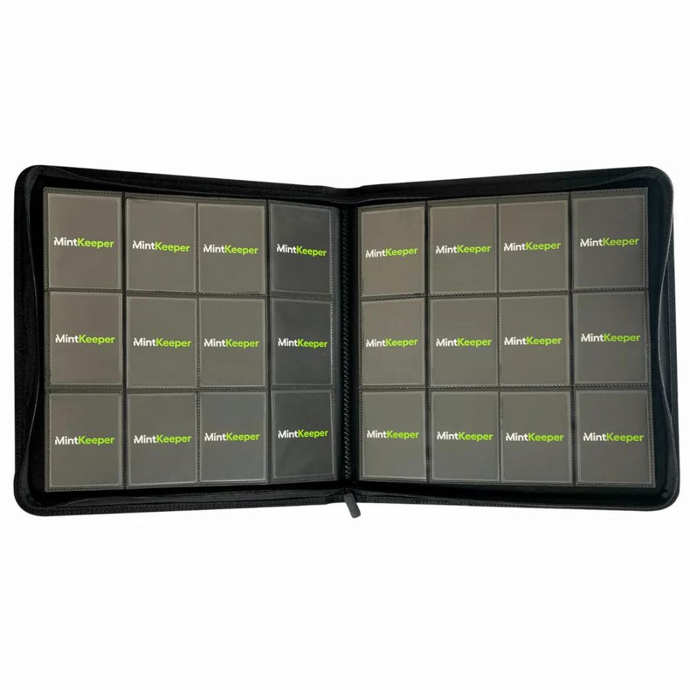 MintKeeper - 12 Pocket Premium Zip Trading Card Binder Inside View
