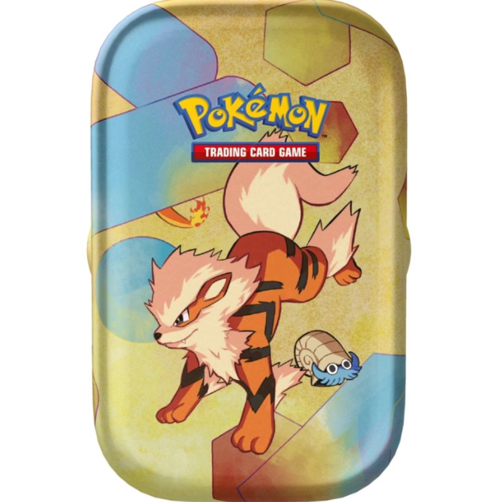 Pokemon TCG: Scarlet and Violet 3.5 151 Mini Tins Artwork featuring Arcanine & Omanyte