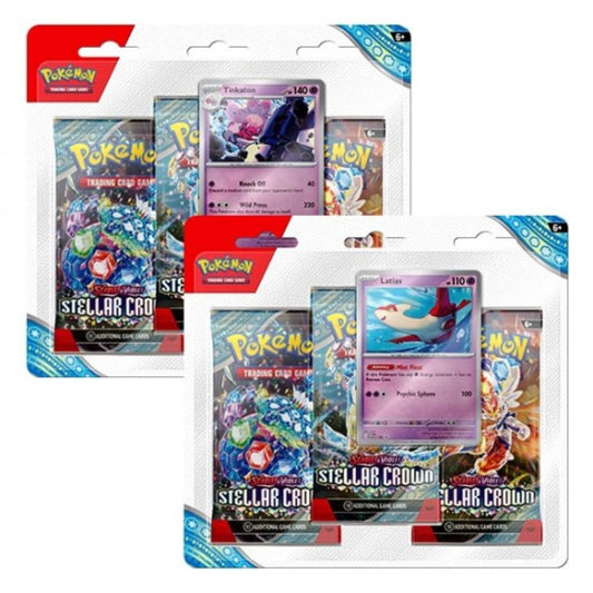 Pokemon TCG: Scarlet and Violet 7 Stellar Crown 3 pack Blister Tinkaton and Latias Promo Cards
