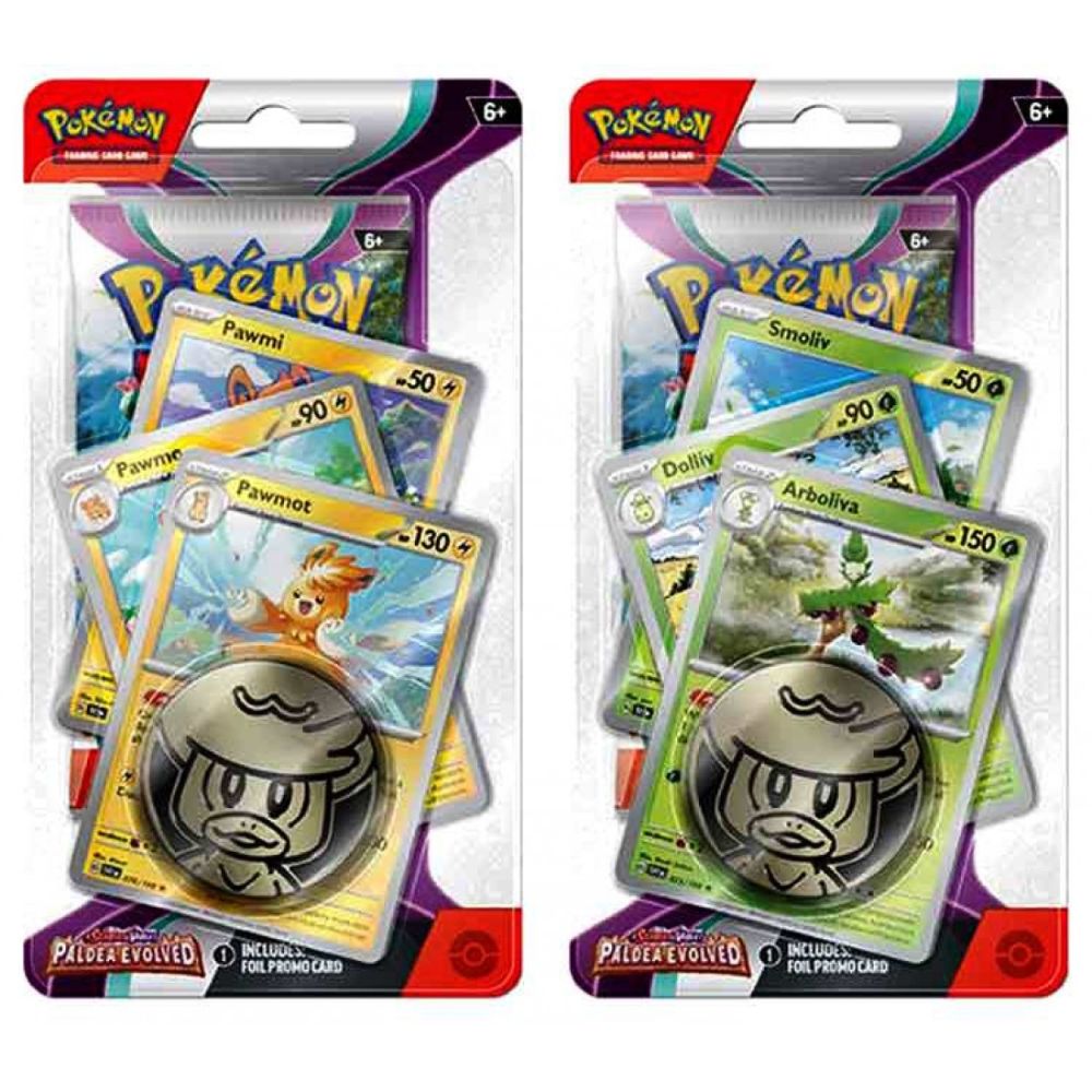 Scarlet and Violet 2 Paldea Evolved Checklane Pack Blister Pawmot and Arboliva Promos