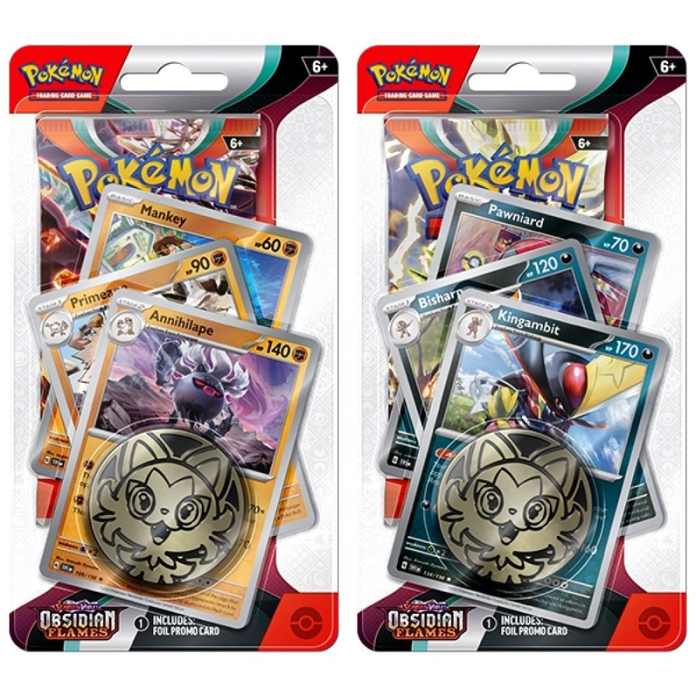 Pokemon TCG: Scarlet and Violet 3 Obsidian Flames Premium Checklane Display Annihilape and Kingambit Promo Cards