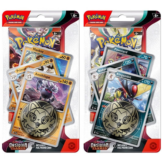 Pokemon TCG: Scarlet and Violet 3 Obsidian Flames Premium Checklane Display Annihilape and Kingambit Promo Cards
