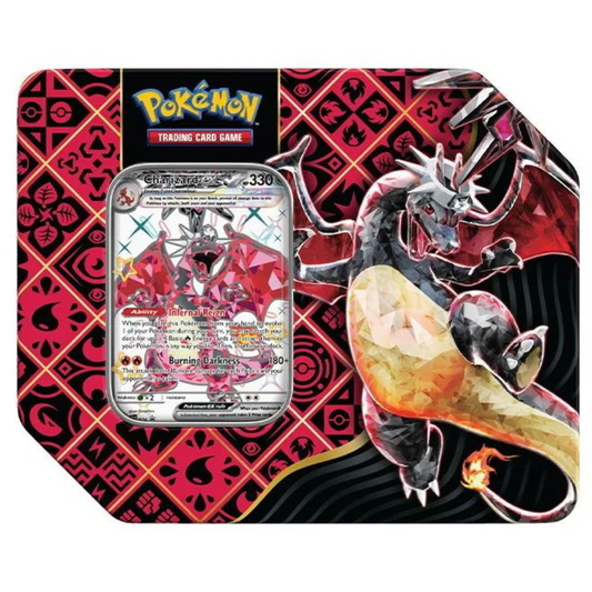 Pokemon TCG: Paldean Fates Tin (5 Boosters) - Shiny Tera Charizard Ex