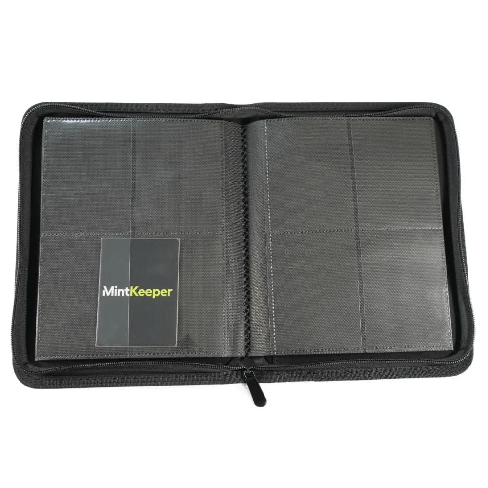 MintKeeper - 4 Pocket Premium Zip Trading Card Binder Inside View Side Loaded