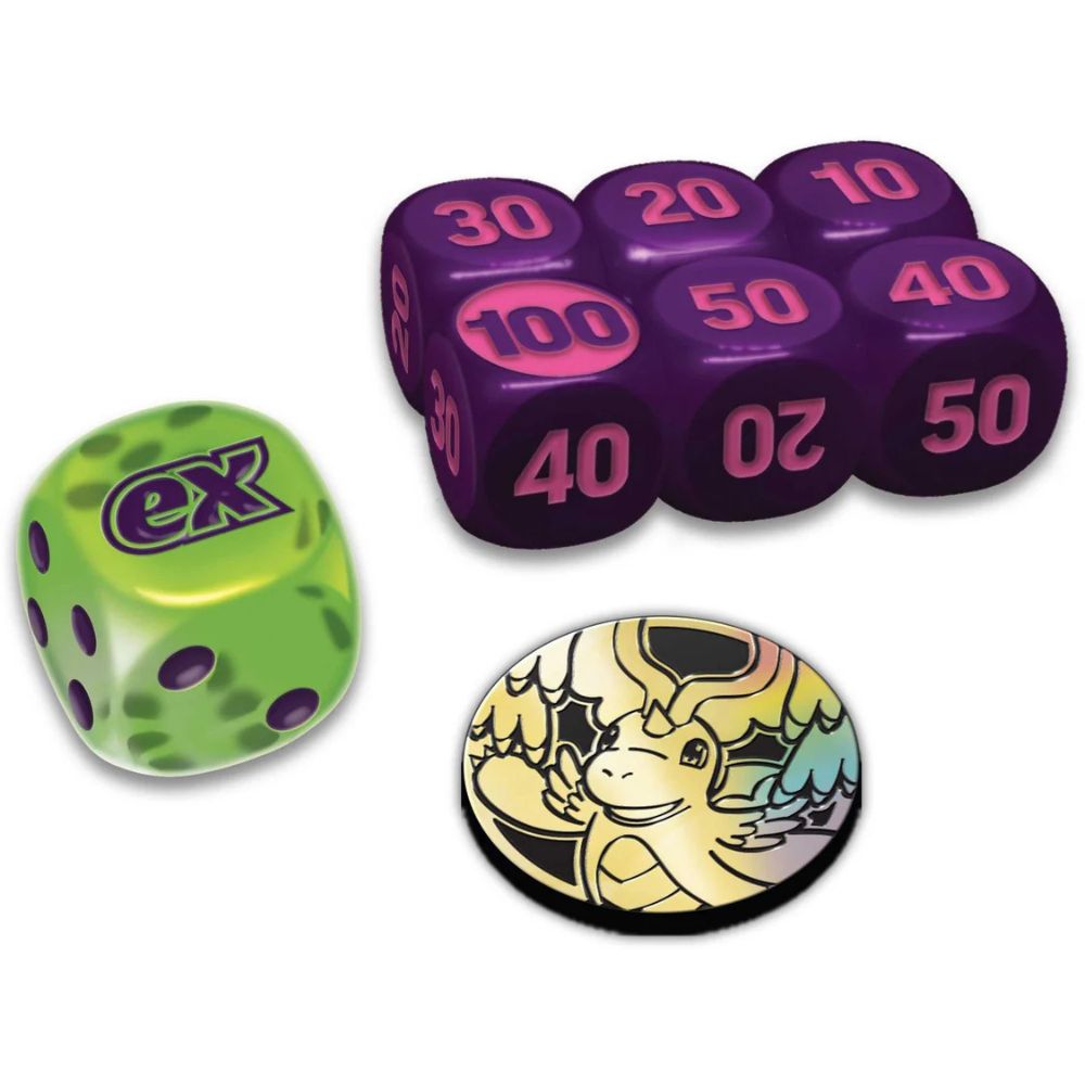 Pokemon TCG: Mega Evolution Ascended Heroes Elite Trainer Box ex dice, coin and damage counters