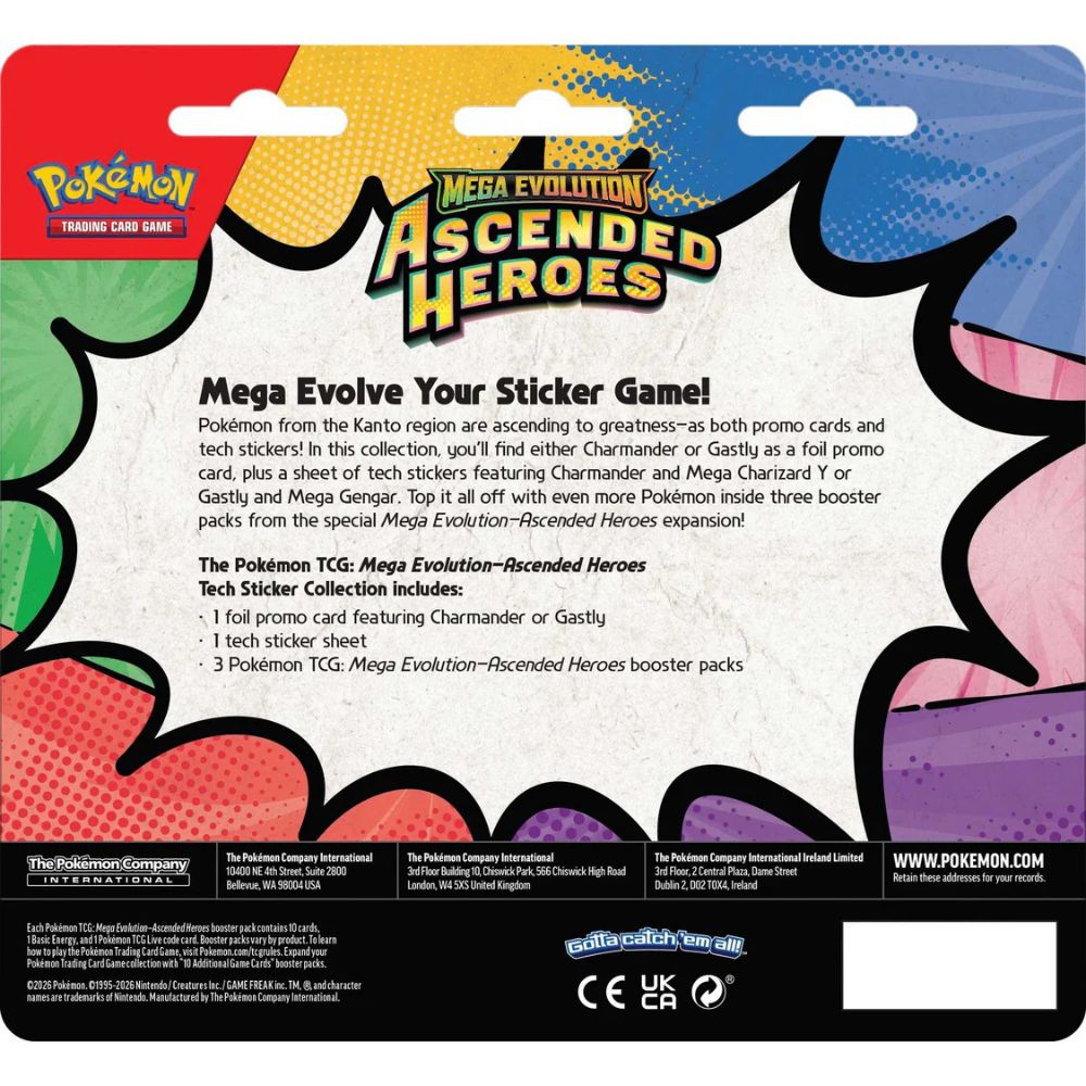 Pokemon TCG: Mega Evolution Ascended Heroes Tech Sticker Collection Back of Box