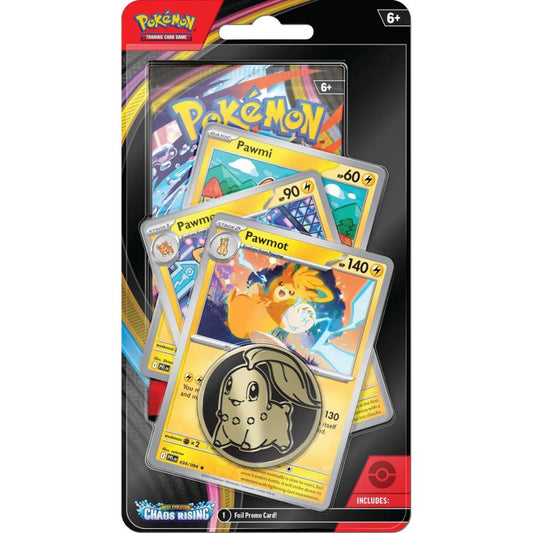 Pokemon TCG: Mega Evolution Chaos Rising Premium Checklane Featuring Pawmot Evolution Line