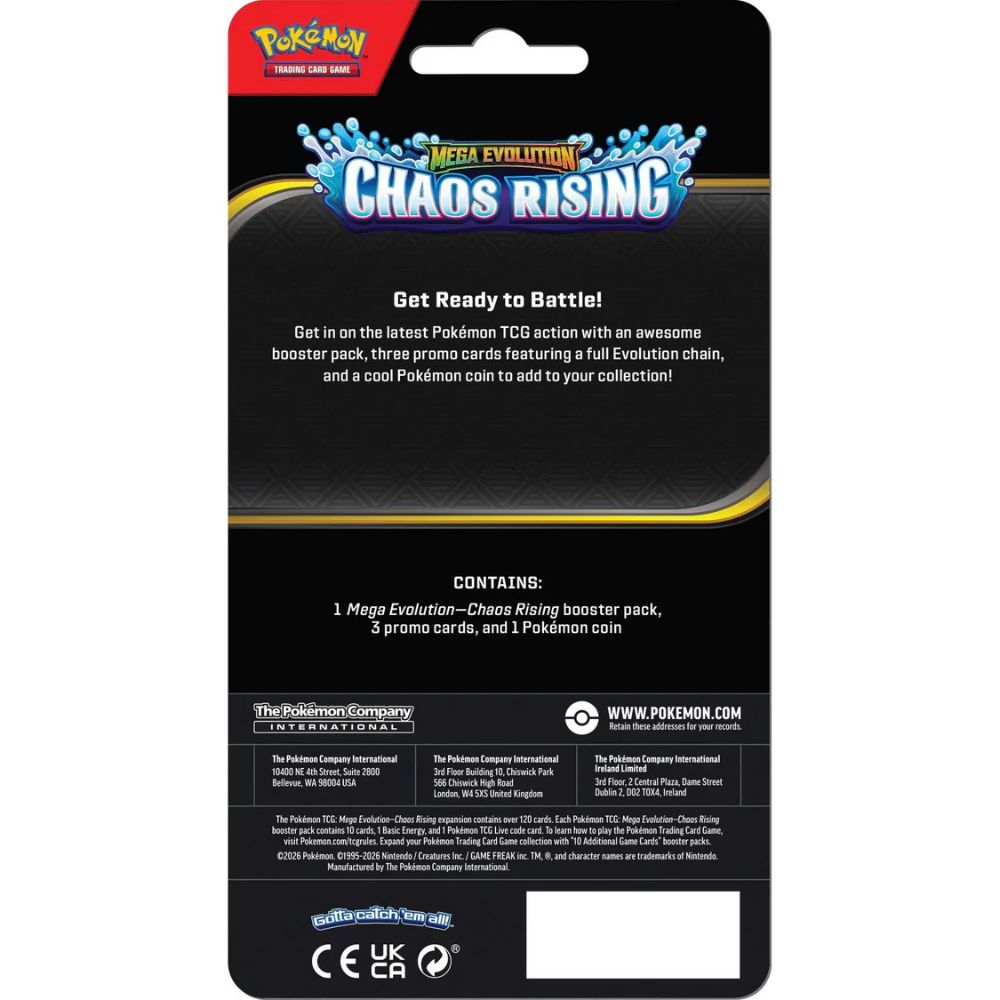 Pokemon TCG: Mega Evolution Chaos Rising Premium Checklane Back of Box