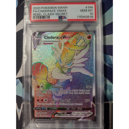 Cinderance VMAX - Rebel Clash - PSA 10
