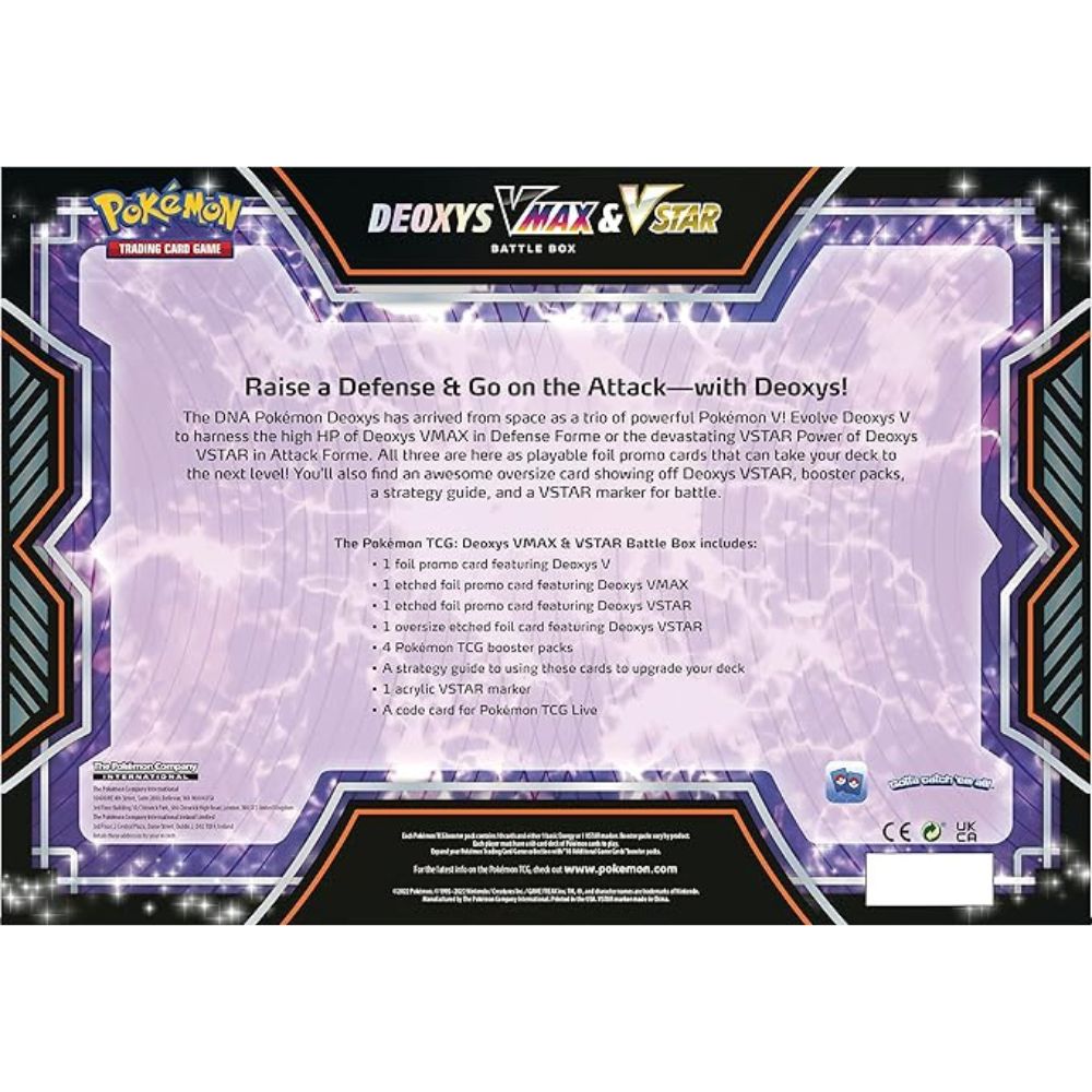 Pokemon TCG: Deoxys VMAX & VSTAR Battle Box Back of Box