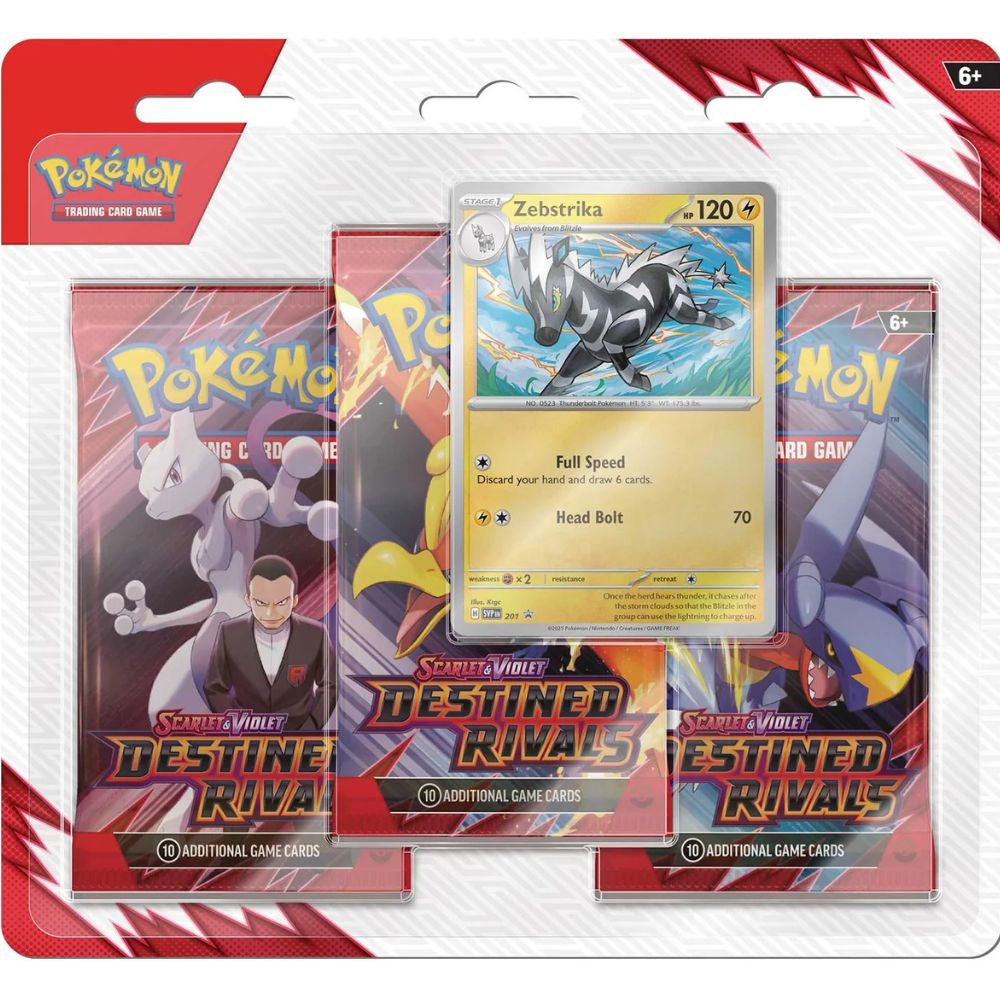 Scarlet and Violet 10 Destined Rivals 3 Pack Blister Zebstrika