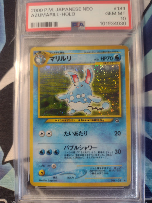 Japanese Azumarill Holo 184 Neo PSA 10