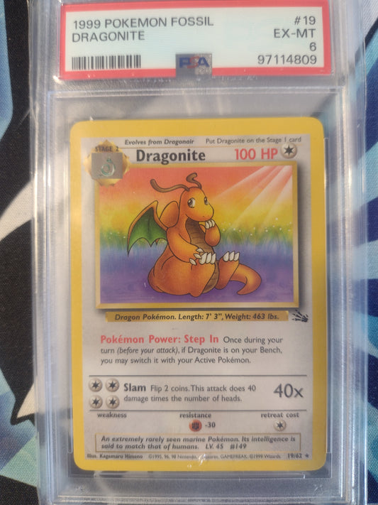 Dragonite 19/62 Fossil PSA 6