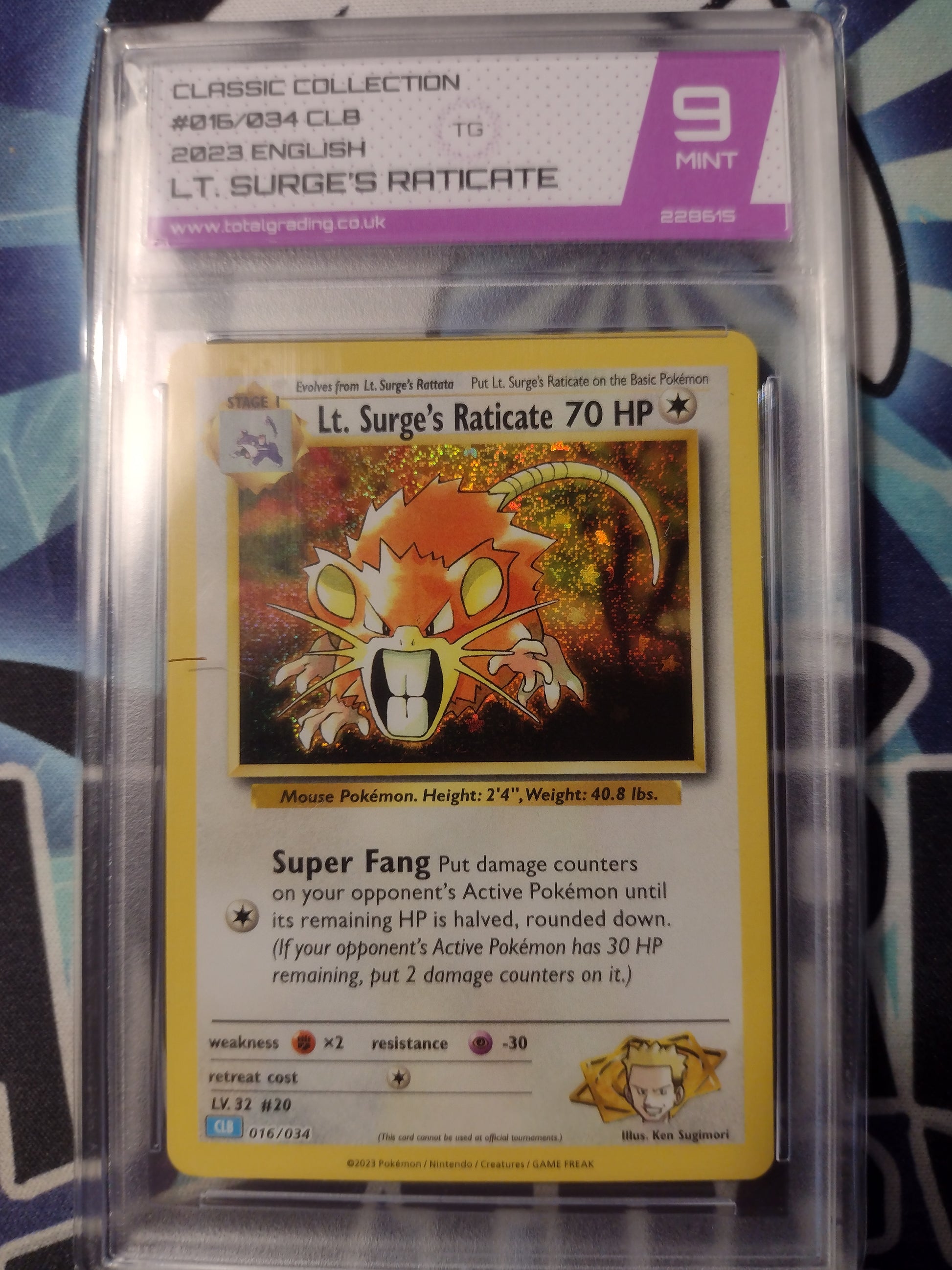 Lt Surge's Raticate 016/034 Classic Collection TG 9