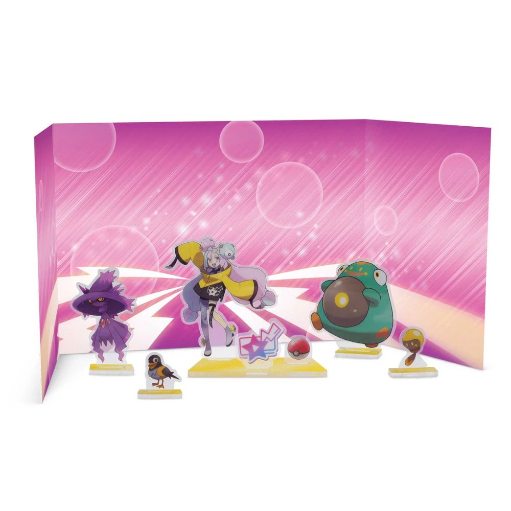 Pokémon TCG: Iono’s Bellibolt ex Premium Collection Backdrop Display and Standees Featuring Iono, Bellibolt, and more