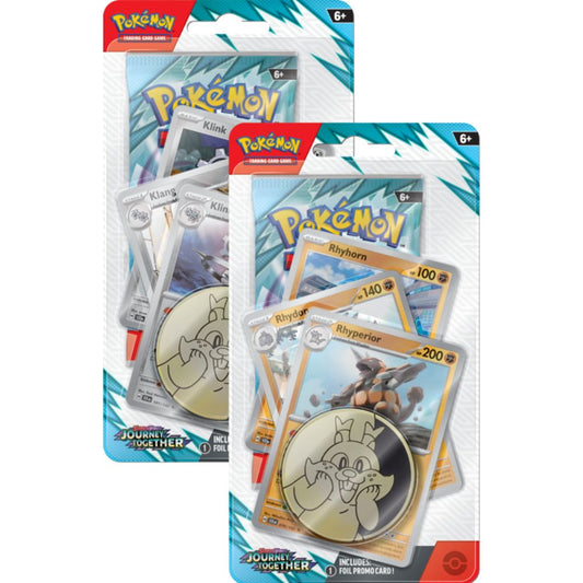 Pokemon TCG: Scarlet and Violet 9 Journey Together Premium Checklane Display Klinklang and Rhyperior Promo Cards