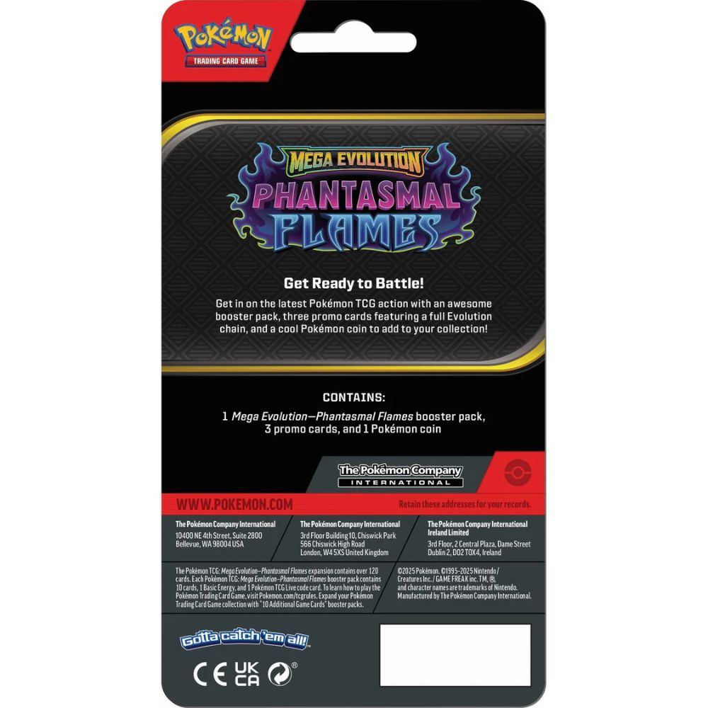 Pokemon TCG: Mega Evolution Phantasmal Flames Premium Checklane Back of pack