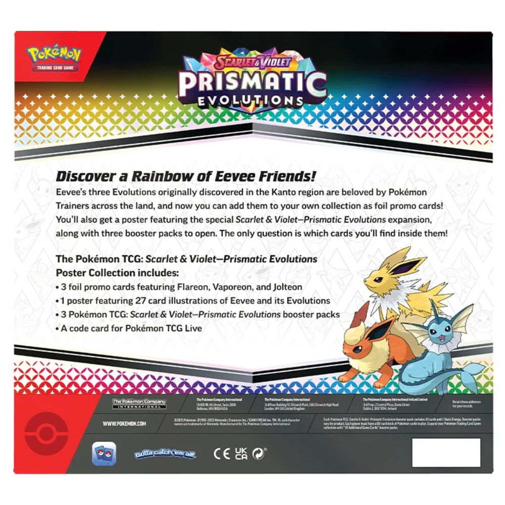 Pokemon TCG: Scarlet and Violet 8.5 Prismatic Evolutions - Poster Collection Back of Box