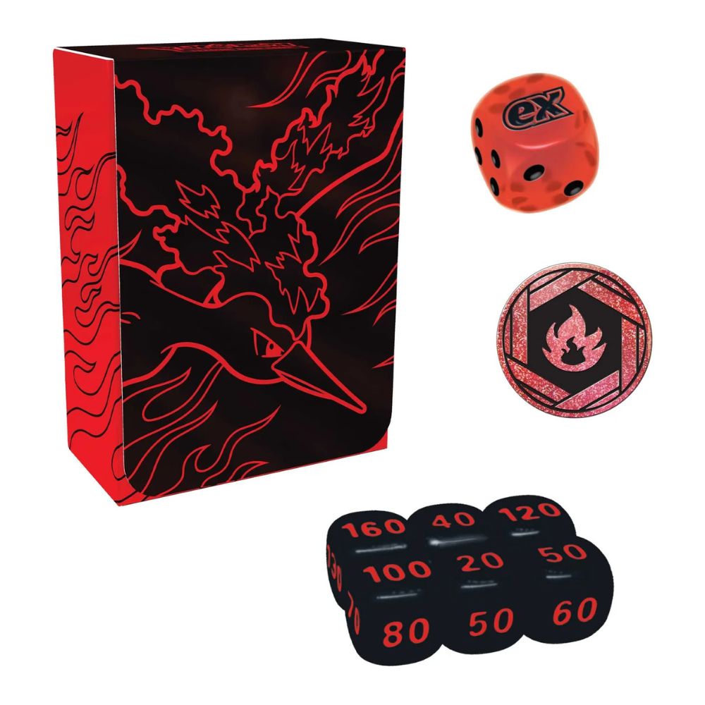 Pokemon TCG: Team Rocket's Moltres ex Ultra-Premium Collection Storage box, damage counters and Coin