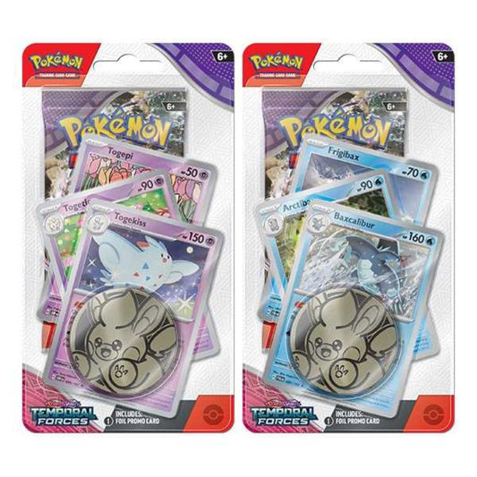 Pokemon TCG: Scarlet and Violet 5 Temporal Forces Premium Checklane Display Togekiss and Baxcalbur Promo Cards