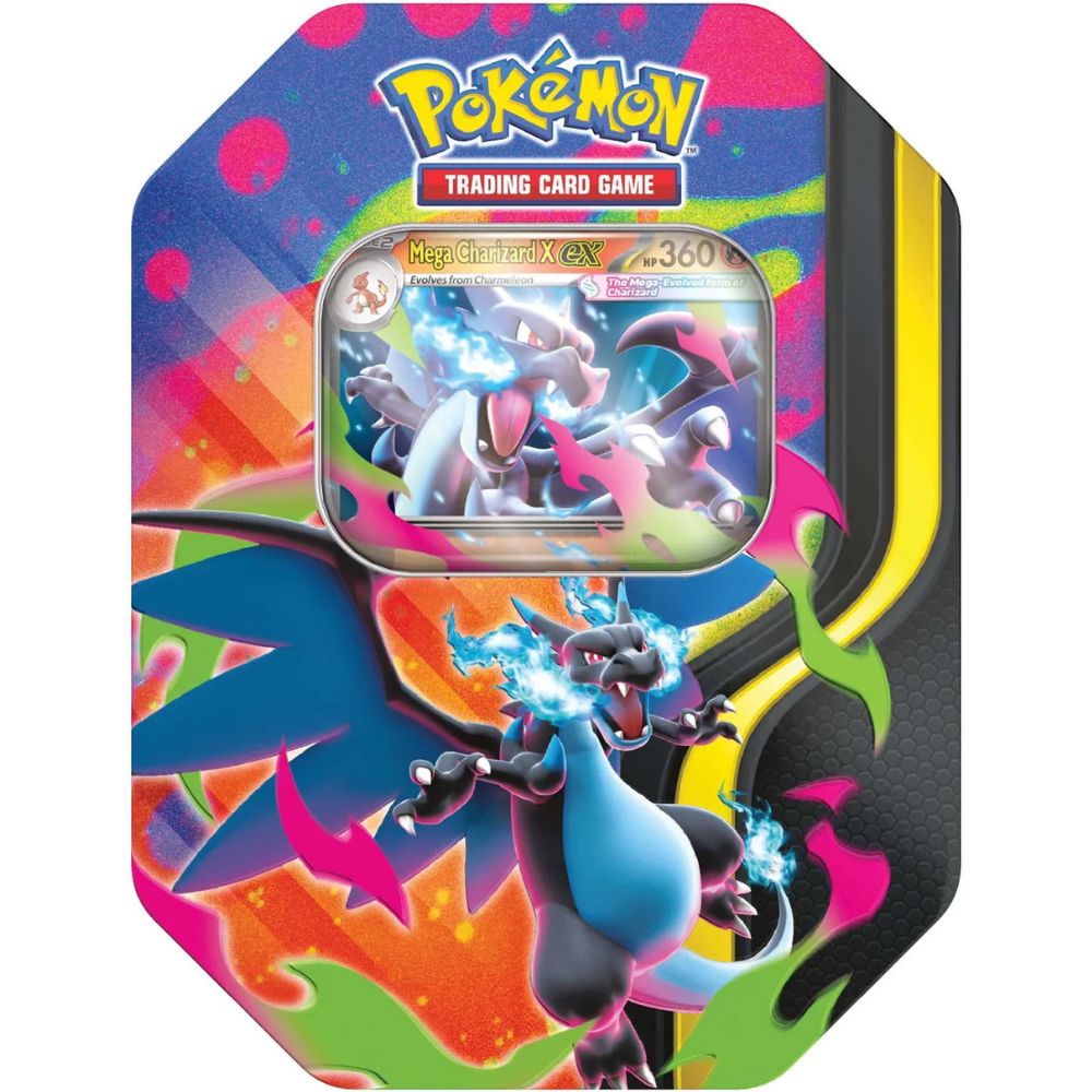 Pokémon TCG: Mega Charizard ex Tin featuring Mega Charizard X ex